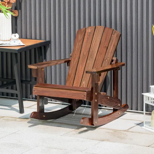 Miniatura 4 de Giantex Mecedora Adirondack de madera para niños, para exteriores, con asiento de listones, pies mecedores suaves, capacidad de peso de 300 libras