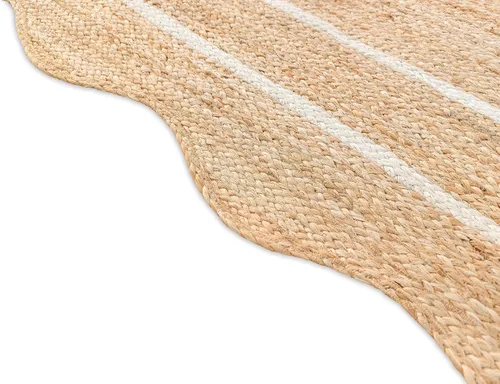 Miniatura 3 de Wave Corredor de Yute Festoneado - Natural, Yute Blanco Hueso Boho Festoneado para Entrada Estilo Casa de Campo (3'x5')