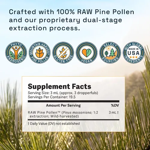 Miniatura 6 de RAW Forest Foods Forest Manna - Tintura de polen de pino real, extracción 1:2 verdadera de doble etapa, polen de pino puro, solo en botella de 2