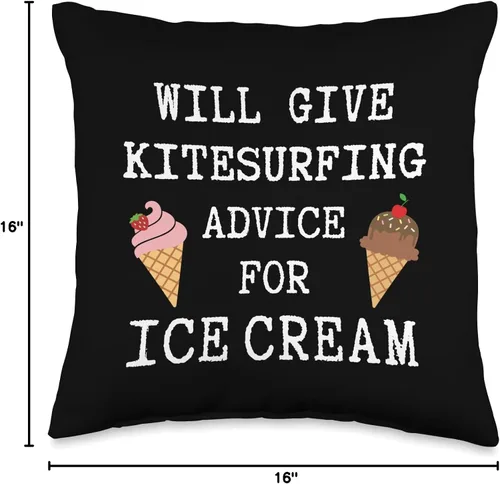 Miniatura 4 de Kitesurfing Gifts Kitesurfer Equipment Kitesurf Advice for Ice Cream - Cojín de kitesurf, 16 x 16, multicolor