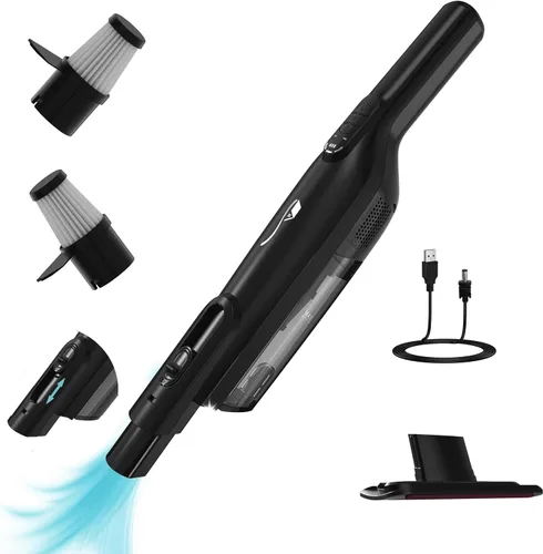 Miniatura 11 de Aspiradora de mano inalámbrica, ligera y portátil con luz LED, aspiradora de mano recargable con vacío de un solo toque, potente succión