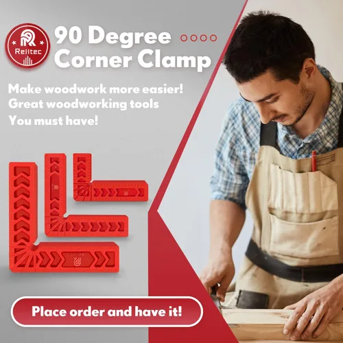 Miniatura 6 de Cuadrados de posicionamiento, abrazadera de esquina de 90 grados, herramienta de carpintería con abrazadera de ángulo recto, cuadrados
