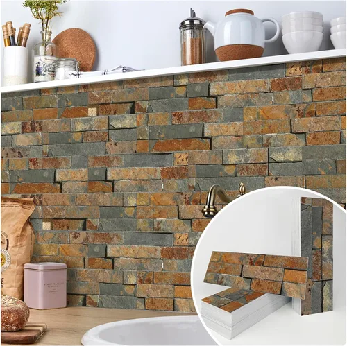 Miniatura 11 de TUOKING Azulejos de metro de mármol de 4 piezas para despegar y pegar, de 4 x 8 pulgadas, compuesto de piedra blanca, impermeable, azulejos de pared