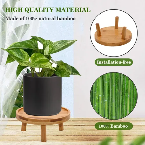Miniatura 3 de ARTORA - Soporte para plantas estilo moderno de mediados de siglo, soporte de madera para plantas de interior, elevador de macetas para suculentas