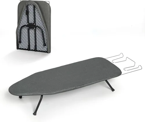 Miniatura 12 de Tabla de Planchar de Mesa con Soporte para Plancha, RAINHOL Tabla de Planchar Pequeña Plegable con Funda y Almohadilla, Mini Mesa de Plancha Negro