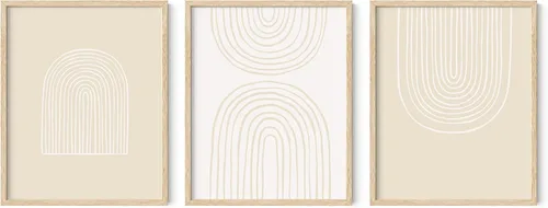 Miniatura 50 de HAUS AND HUES Arte de pared moderno de mediados de siglo, decoración bohemia para pared, juego de 3 impresiones artísticas de sol, decoración