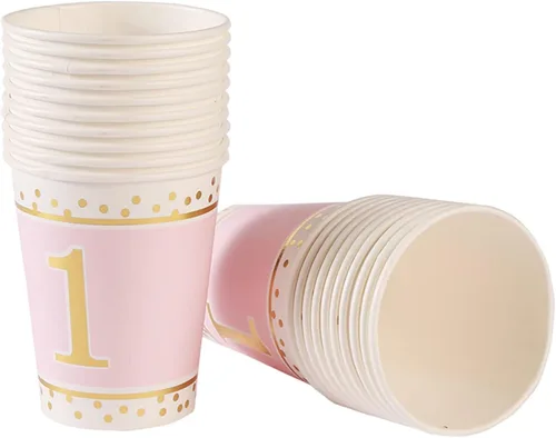 Miniatura 5 de MaitianGuyou Kit de 100 piezas de suministros para primera fiesta, juego de platos para fiesta de cumpleaños, platos de papel de 9 y 7 pulgadas