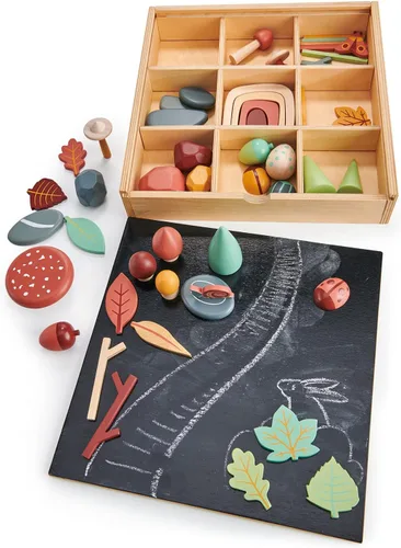 Miniatura 3 de Tender Leaf Toys My Forest Floor - Bandeja de madera abierta para Tinker con compartimentos extraíbles, juguete Montessori para juegos imaginativos