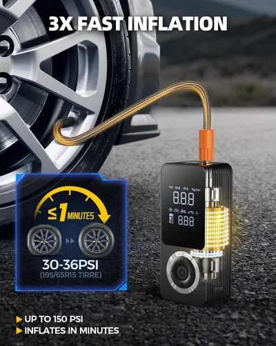 Miniatura 3 de Inflador de neumáticos inalámbrico, compresor de aire portátil, bomba de aire inteligente para neumáticos de automóvil con medidor de presión