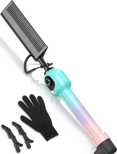 Peine eléctrico caliente para pelucas y cabello de mujeres negras, peine alisador de turmalina de cerámica con esfera de temperatura de 280-450 °F