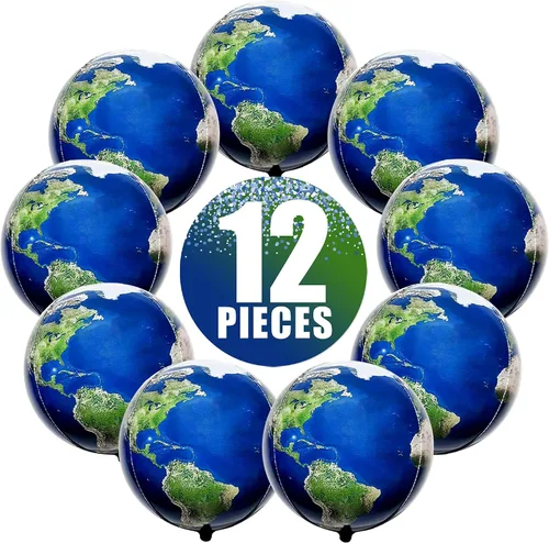 Miniatura 8 de Paquete de 12 globos con diseño de planeta en 4D para decoración del Día de la Tierra, 22 pulgadas, 360 grados, para decoraciones de fiestas