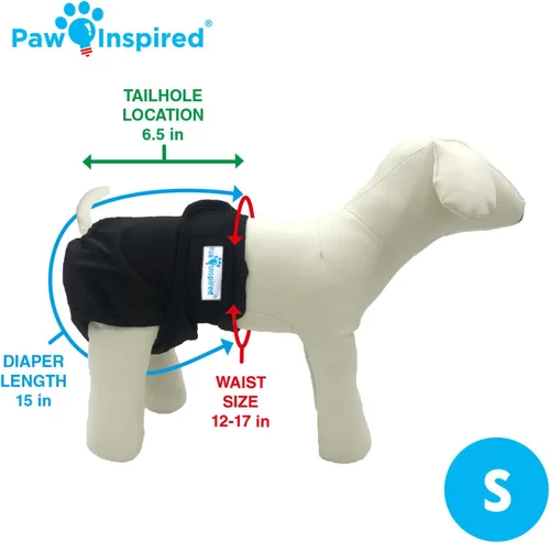 Miniatura 2 de Paw Inspired Pañales lavables para perros (paquete de 3) Pañales de tela reutilizables para perras pequeñas, medianas y grandes