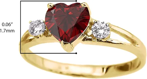 Miniatura 3 de Anillo de tres piedras con forma de corazón de oro amarillo de 14 quilates y topacio blanco