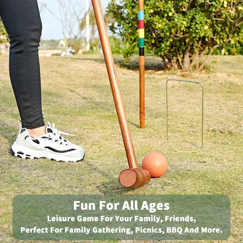 Miniatura 6 de SpexDarxs Juego de croquet de lujo de 35 pulgadas, juego de croquetas para seis jugadores con mazos de madera de primera calidad, bolas