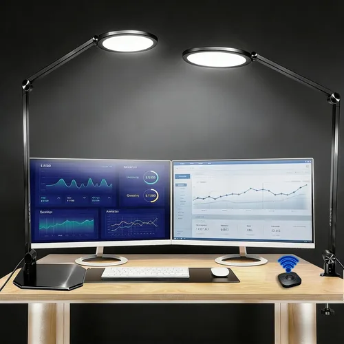 Miniatura 10 de NS Lámpara de escritorio LED profesional con control remoto, luz regulable CRI95+, 3000K – 6000K CCT ajustable, ángulo flexible, abrazadera