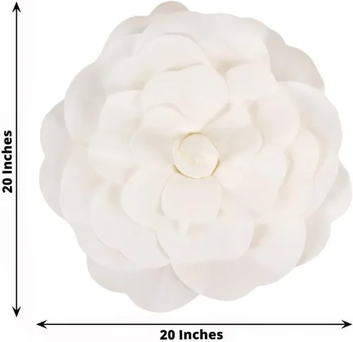 Miniatura 2 de Efavormart - Enormes rosas de espuma 3D para decoración de bodas, paquete de 2 flores artificiales blancas de 20 pulgadas, fondo de fiesta grande