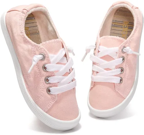 Miniatura 5 de Zapatos deportivos de lona para niños y niñas, zapatos de moda casuales de caña baja, cómodos zapatos para caminar con cordones