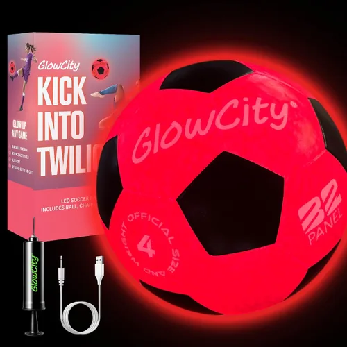 Miniatura 16 de GlowCity Balón de fútbol que brilla en la oscuridad - Tamaños 3, 4, 5 para niños, adolescentes y adultos - Balón de fútbol que se ilumina con 2