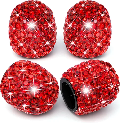 Miniatura 10 de 8 PCS Tapas de Válvula de Vástago de Neumático con Diamantes de Cristal Brillante, Tapas de Válvula de Neumático de Coche a Prueba de Polvo Blanco