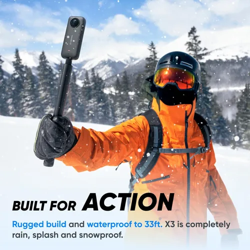 Miniatura 9 de Insta360 Kit de nieve X3 (nueva versión) - Cámara de acción 360 con video HDR activo de 5.7K 360, cámara de lente única 4K, impermeable