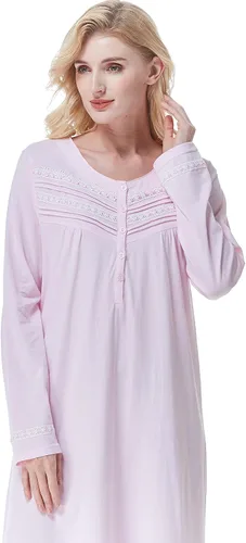 Miniatura 8 de Keyocean. - Camisón largo para mujer, de algodón, suave, ligero, ropa de dormir y de descanso para el verano.