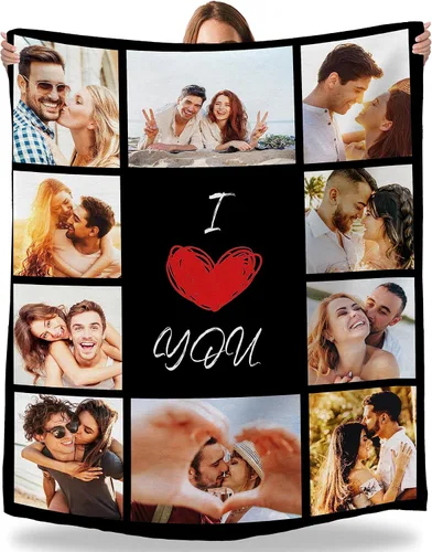 Miniatura 16 de Artsadd Manta personalizada con fotos, nombre, fotos personalizadas, regalos personalizados para adultos, mamá, papá, hija, bebé, mejor amigo