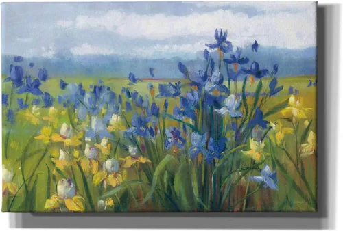 Epic Graffiti Carol Rowan - Lienzo decorativo para pared, diseño "Blue and Yellow Flower Field", 60 x 40 pulgadas