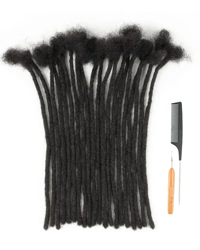 Miniatura 8 de Extensiones de rastas de cabello humano de 6 pulgadas, 10 hebras, 100% cabello humano, extensiones de rastas hechas a mano para hombres, mujeres