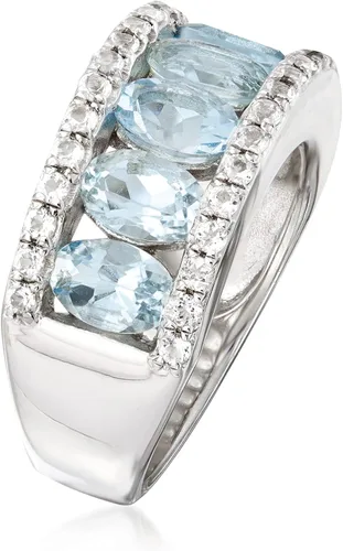 Miniatura 3 de Ross-Simons Anillo de topacio blanco con aguamarina de 2,80 qt t t t en Plata de Ley
