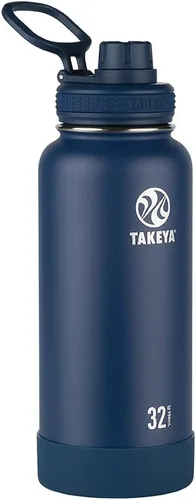 Miniatura 38 de Takeya Actives - Botella de agua de acero inoxidable, con aislamiento térmico y tapa de boquilla, capacidad de 24 onzas, color azul piedra Piedra