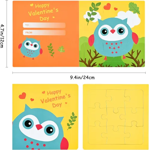 Miniatura 2 de Tarjetas de rompecabezas para el día de San Valentín para niños, paquete de 27 tarjetas de rompecabezas de animales con sobres y calcomanías a