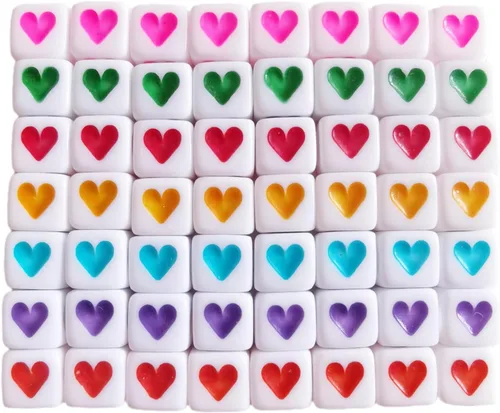 Miniatura 15 de Xeahung 200 cuentas de letras acrílicas cuadradas multicolor para hacer joyas, llaveros de bricolaje, collares, pulseras, decoraciones