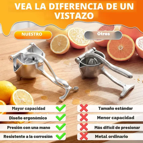 Miniatura 6 de Exprimidor manual con mango ergonómico y resistente, boquilla para verter sin desorden, exprimidor de mano de aleación de aluminio Capacidad