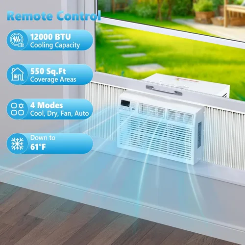 Miniatura 2 de Electactic Aire acondicionado de ventana de 6,000 BTU, unidad de CA tipo ventana con refrigeración, modo seco, 4 velocidades de ventilador