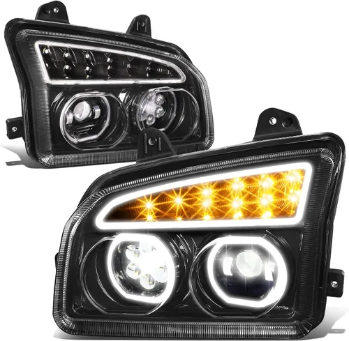 Miniatura 9 de DNA MOTORING HL-HAY-037-BK Par de Faros con LED DRL Secuencial de Señal de Giro con Reflector Compatible con Kenworth T680 13-21, Cromo/Negro