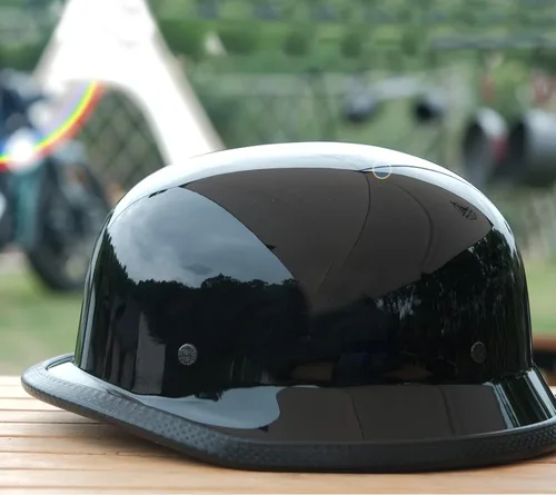 Miniatura 6 de Gorra alemana con diseño de calavera con acabado negro brillante básico con correa ajustable para la barbilla