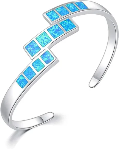 Miniatura 13 de CiNily Pulsera de ópalo para mujer, chapada en oro, hipoalergénica, con piedras preciosas abiertas