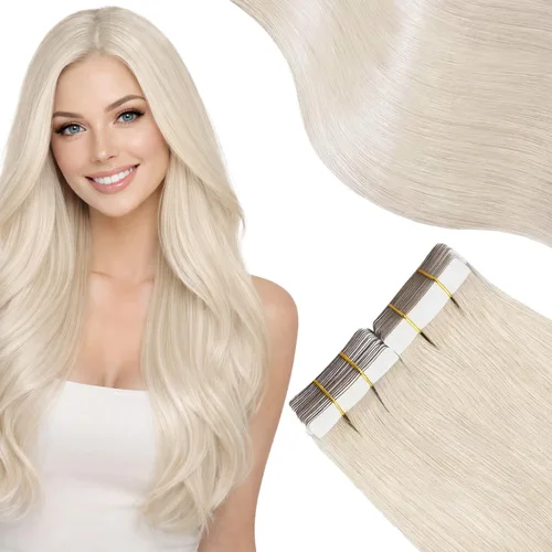 Miniatura 12 de Moresoo Extensiones adhesivas de cabello humano degradado, balayage, mezcla de marrón oscuro con extensiones de color marrón medio, extensiones