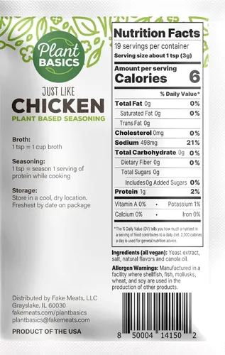 Miniatura 2 de Plant Basics - Condimento a base de plantas, al igual que el pollo, 2 onzas (paquete de 12), vegano, sin gluten, kosher, sin OMG
