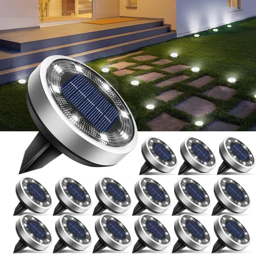 Miniatura 11 de btfarm 16 Pack Solar Lights Outdoor, 8 LED Solar Ground Lights IP65 Waterproof Flat Solar Disc Light, Pathway Lights for Garden Patio Yard Christmas
