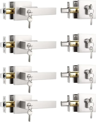 Miniatura 37 de KNOBWELL - Pomo resistente para puertas exteriores con cerradura de seguridad de doble llave y cuadrada; juego de picaportes para puertas