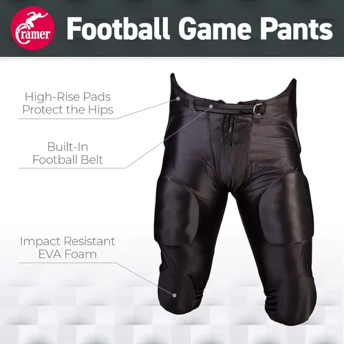 Miniatura 2 de Cramer Pantalón de Fútbol Americano Juvenil, Pantalones de Fútbol Americano de 7 Almohadillas con Protección de Cadera, Coxis, Muslo y Rodilla