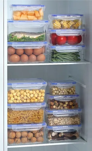 Miniatura 4 de Recipientes de almacenamiento de alimentos de 8 piezas con tapas, recipiente rectangular de preparación de comidas, no tóxico, sin BPA con 4