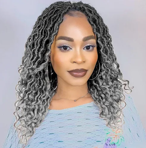 Miniatura 19 de Karida Rastas de cabello sintético de ganchillo de 18 pulgadas, 8 paquetes de cabello de ganchillo preanudado de diosa, rastas sintéticas onduladas