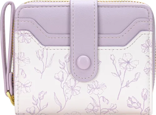 Miniatura 9 de BIAOTIE - Cartera para mujer con flores bonitas, con bloqueo RFID, tarjetero para tarjetas de crédito, monedero pequeño de dos pliegues