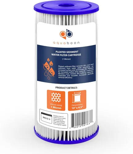 Miniatura 8 de Aquaboon Filtro de agua plisado de 1 micra de 10 x 4.5 pulgadas para reemplazo de filtro de agua de sedimentos para toda la casa, compatible