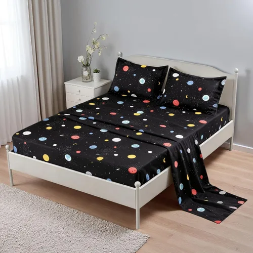 MAG 4 sábanas espaciales tamaño individual, con temática del espacio exterior de planetas, microfibra súper suave, para niños, adolescentes, niños y