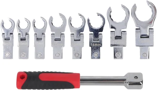 Juego de llaves de trinquete giratorias de 180 grados, cabezales intercambiables, kit de herramientas de llave ajustable, 8 piezas de 0.354-0.748 in