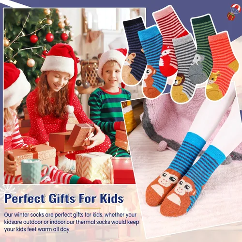 Miniatura 65 de Eocom 6 pares de calcetines de invierno cálidos de lana para niños y niñas