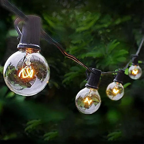 Miniatura 11 de SUNSGNE Guirnalda de luces de patio G40 impermeable de 100 pies para exteriores con 105 bombillas Edison transparentes, luces de globo para 24.9 ft